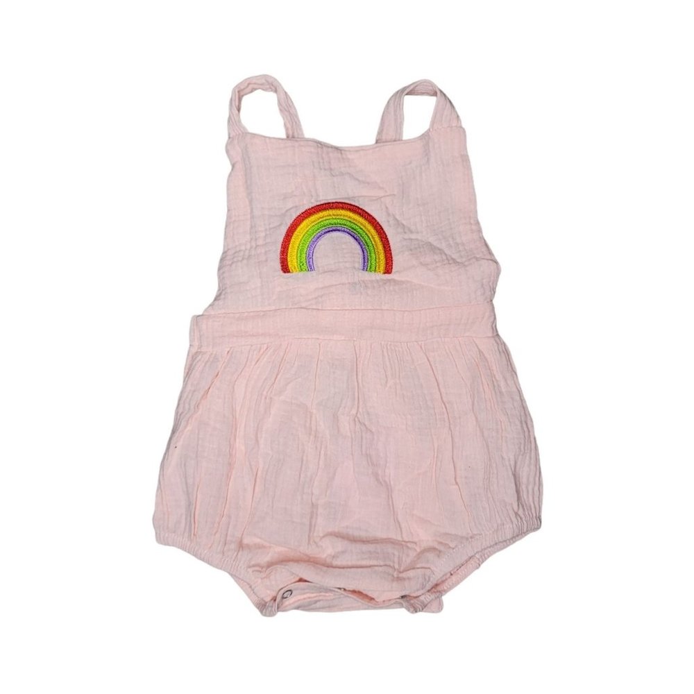 shishifang NWT rainbow baby bubble romper pink tie back infant toddler 80 12m